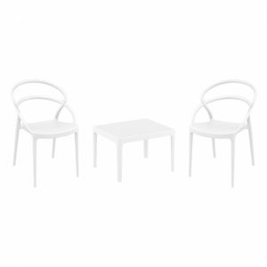 Pia Conversation Set with Sky 24" Side Table White S086109