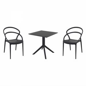Pia Dining Set with Sky 27" Square Table Black S086108