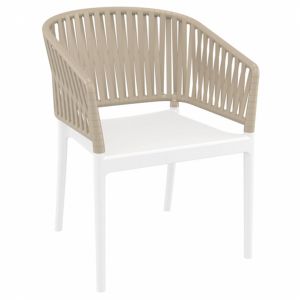 Portofino Outdoor Dining Armchair White - Taupe ISP212