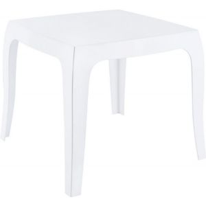 Queen Polycarbonate Square Side Table Glossy White ISP065