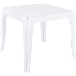 Queen Polycarbonate Square side Table Glossy White ISP065