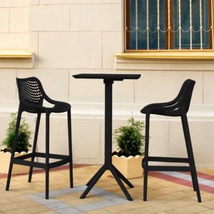 Sky Air Square Bar Set with 2 Barstools Black ISP1162S