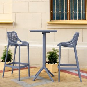 Sky Air Square Bar Set with 2 Barstools Dark Gray ISP1162S