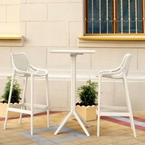 Sky Air Square Bar Set with 2 Barstools White ISP1162S