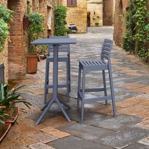 Sky Ares Square Bar Set with 2 Barstools Dark Gray ISP1161S