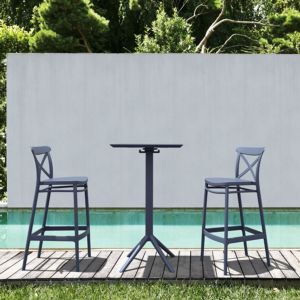 Sky Cross Square Patio Bar Set with 2 Barstools Dark Gray ISP1165S