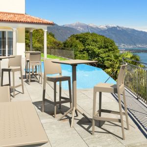 Sky Maya Square Patio Bar Set with 2 Barstools Taupe ISP1163S