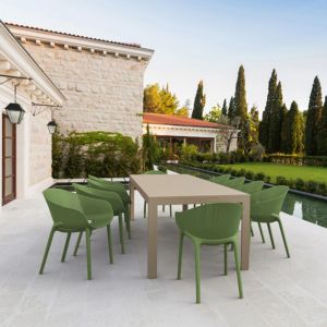 Sky Pro Extendable Dining Set 11 Piece Taupe - Olive Green ISP7641S
