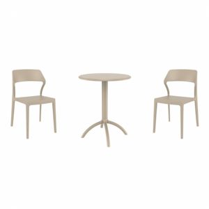 Snow Bistro Set with Octopus 24" Round Table Taupe S092160