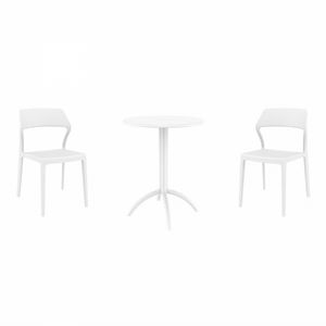 Snow Bistro Set with Octopus 24" Round Table White S092160