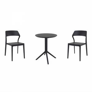 Snow Bistro Set with Sky 24" Round Folding Table Black S092121