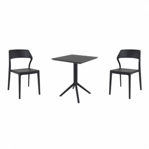 Snow Bistro Set with Sky 24" Square Folding Table Black S092114