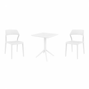 Snow Bistro Set with Sky 24" Square Folding Table White S092114