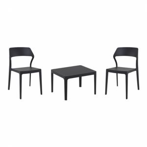 Snow Conversation Set with Sky 24" Side Table Black S092109