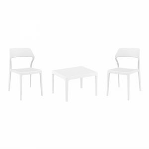 Snow Conversation Set with Sky 24" Side Table White S092109