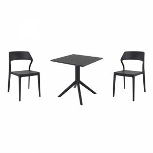 Snow Dining Set with Sky 27" Square Table Black S092108