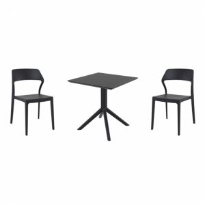 Snow Dining Set with Sky 27" Square Table Black S092108