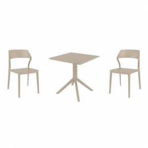 Snow Dining Set with Sky 27" Square Table Taupe S092108