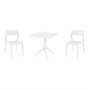 Snow Dining Set with Sky 27" Square Table White S092108