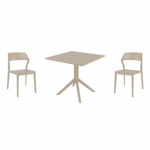 Snow Dining Set with Sky 31" Square Table Taupe ISP1066S