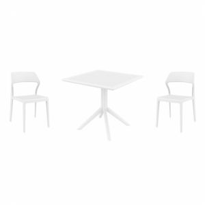 Snow Dining Set with Sky 31" Square Table White ISP1066S