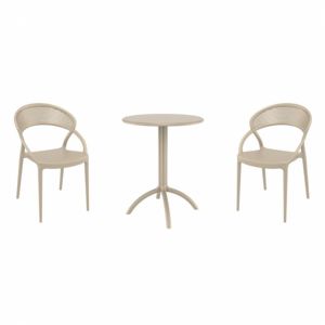 Sunset Bistro Set with Octopus 24" Round Table Taupe S088160