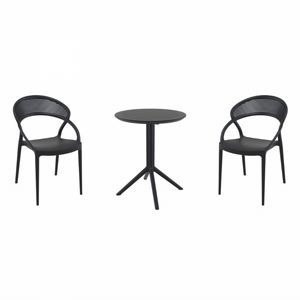 Sunset Bistro Set with Sky 24" Round Folding Table Black S088121