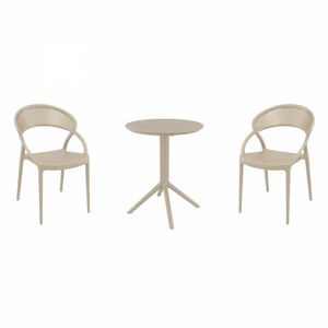 Sunset Bistro Set with Sky 24" Round Folding Table Taupe S088121