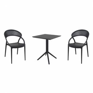 Sunset Bistro Set with Sky 24" Square Folding Table Black S088114