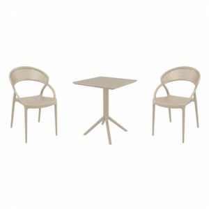 Sunset Bistro Set with Sky 24" Square Folding Table Taupe S088114