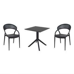 Sunset Dining Set with Sky 27" Square Table Black S088108
