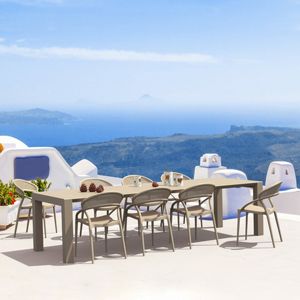 Sunset Extendable Dining Set 9 Piece Taupe ISP0883