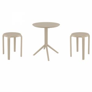 Tom Bistro Set with Sky 24" Round Folding Table Taupe S286121