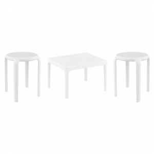 Tom Conversation Set with Sky 24" Side Table White S286109