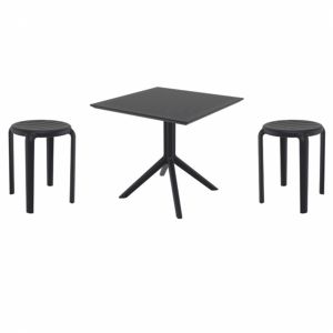 Tom Dining Set with Sky 31" Square Table Black S286106