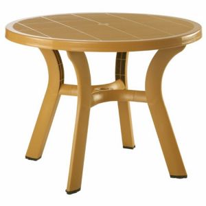 Truva Resin Outdoor Dining Table 42 inch Round Cafe Latte ISP146