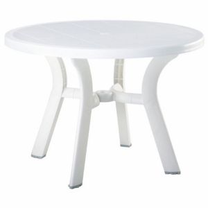 Truva Resin Outdoor Dining Table 42 inch Round White ISP146
