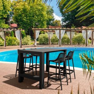 Vegas Air 5 pc Outdoor Bar Set with 39" to 55" Extendable Table Black ISP7822S-BLA
