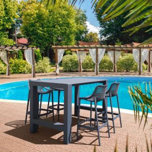 Vegas Air 5 pc Outdoor Bar Set with 39" to 55" Extendable Table Dark Gray ISP7822S