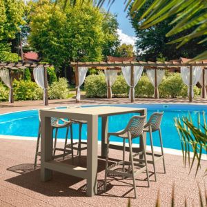 Vegas Air 5 pc Outdoor Bar Set with 39" to 55" Extendable Table Taupe ISP7822S