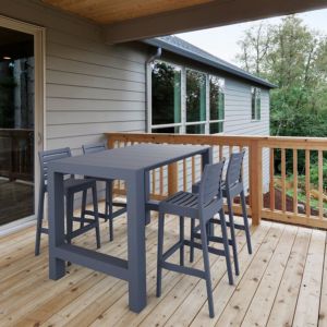 Vegas Ares 5 pc Outdoor Bar Set with 39" to 55" Extendable Table Dark Gray ISP7821S