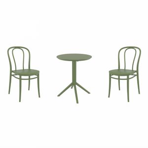 Victor Bistro Set with Sky 24" Round Folding Table Olive Green S252121