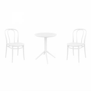 Victor Bistro Set with Sky 24" Round Folding Table White S252121