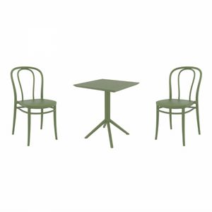 Victor Bistro Set with Sky 24" Square Folding Table Olive Green S252114