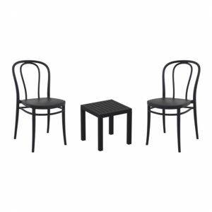 Victor Conversation Set with Ocean Side Table Black S252066