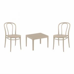 Victor Conversation Set with Sky 24" Side Table Taupe S252109