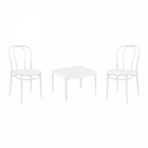 Victor Conversation Set with Sky 24" Side Table White S252109