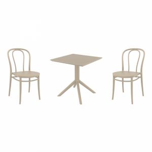 Victor Dining Set with Sky 27" Square Table Taupe S252108