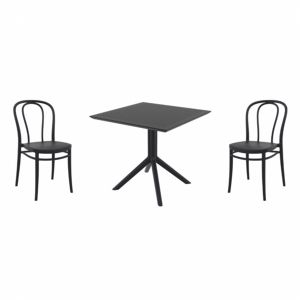 Victor Dining Set with Sky 31" Square Table Black S252106