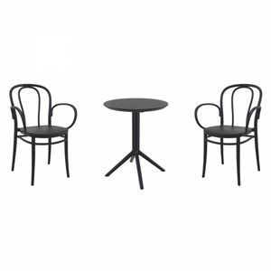 Victor XL Bistro Set with Sky 24" Round Folding Table Black S253121